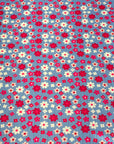 (POINTELLE RIB) HOT PINK, PINK AND OFF WHITE TINY FLOWERS ON BLUE(2)