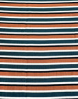 (COTTON RIB) DARK GREEN, BRIGHT RUST, BLACK, AND CREAM STRIPES