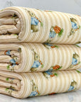(URBAN RIB) MEDIUM BUNNIES WITH CARROTS ON TAN STRIPES