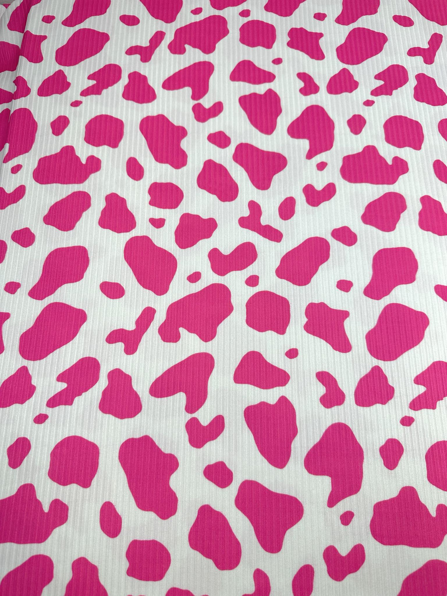 (YUMMY RIB) FUSCHIA COW PRINT ON OFF WHITE