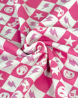 (FRENCH TERRY) PINK GAMER AND HAPPY FACES CHECKERED PRINT (1)
