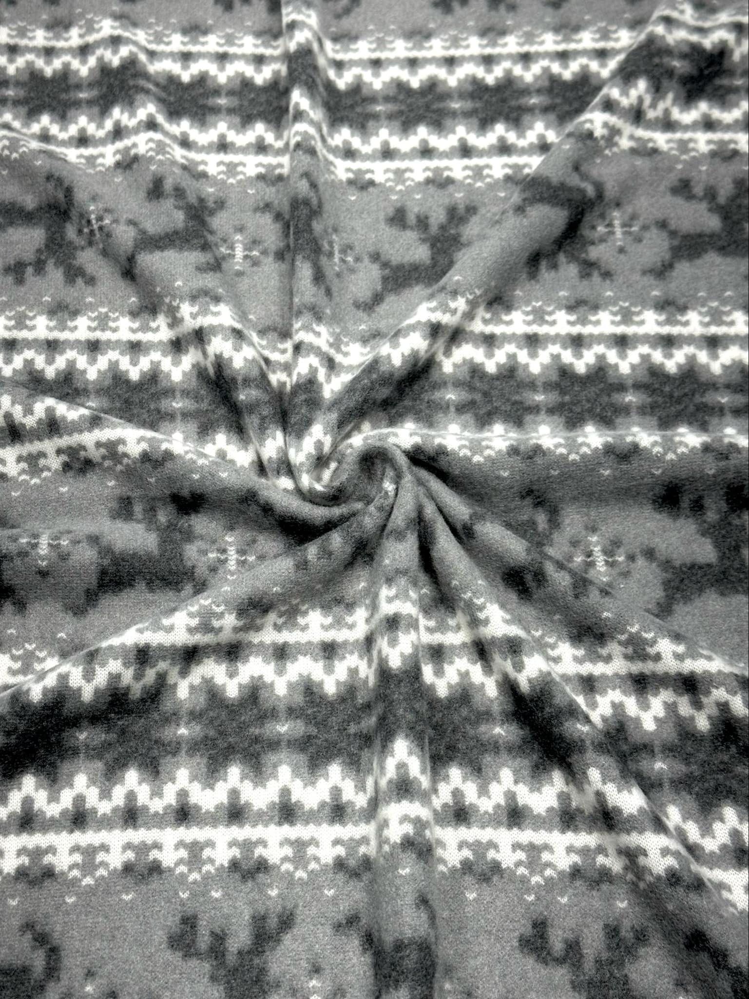 (BRUSHED SWEATER KNIT) BLACK REINDEERS ON GREY