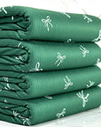 (4X2 RIB) OFF WHITE BOWS ON EMERALD
