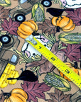 (SWEATER KNIT/OAKLEY) SMALL HAY TRUCKS, SCARECROWS & BLACK CROWS ON COFFEE