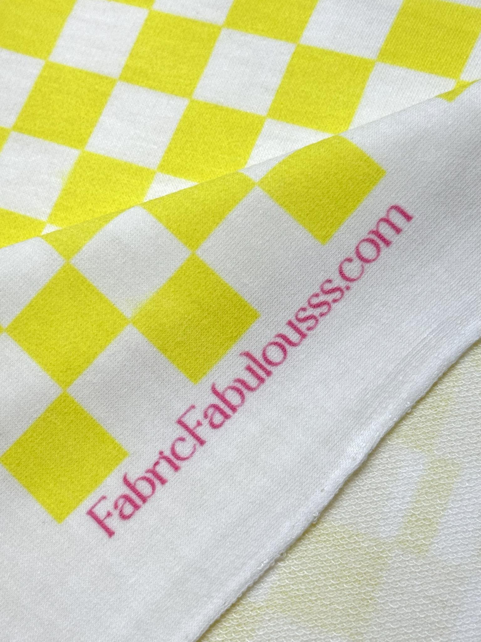 (FRENCH TERRY) YELLOW AND OFF WHITE CHECKERED