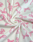 (VELVET) LIGHT PINK BOWS ON OFF WHITE