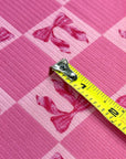 (4X2 RIB) HOT PINK BOWS ON PINK MEDIUM CHECKERED