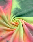 (FRENCH TERRY) GREEN, NEON YELOW AND PINK TIE DYE