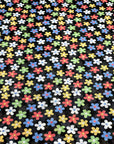 (MESH) TINY COLORFUL FLOWERS ON BLACK