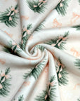 (BRUSHED SWEATER KNIT) PINE TREES WITH BOWS ON LIGHT BLUSH