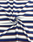 (RIB) ROYAL, RED AND GRAY STRIPES ON OFF WHITE