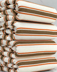 (COTTON RIB) BROWN AND BRIGHT RUST STRIPES ON IVORY