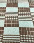 (BRUSHED SWEATER KNIT) AQUA AND BROWN PLAID