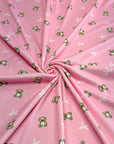 (2X2 BRUSHED RIB) TEDDY BEARS AND BOWS ON PINK