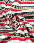 (RIB) TAN, RED, AND BLACK STRIPES ON OFF WHITE
