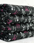 (4X2 RIB) SKELETONS AND PINK BOWS ON BLACK (3)