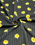 (8X3 WIDE RIB) SUNFLOWERS ON BLACK