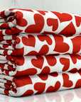(4X2 YUMMY RIB) RED HEARTS ON OFF WHITE