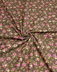 (4X2 YUMMY RIB) TINY PINK FLOWERS ON BROWN