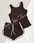 (2X2 BRUSHED RIB) BLACK CHEETAH ON DARK BROWN