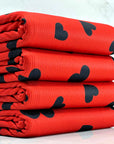 (4X2 YUMMY RIB) BLACK HEARTS ON RED