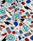 (YUMMY RIB) AQUA HAPPY FACES AND SKATEBOARDS ON CHECKERED WAVE (1)