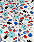 (YUMMY RIB) AQUA HAPPY FACES AND SKATEBOARDS ON CHECKERED WAVE (1)