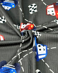 (YUMMY RIB) BLUE AND RED CARS ON CHARCOAL