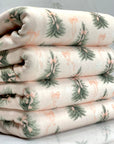(BRUSHED SWEATER KNIT) PINE TREES WITH BOWS ON LIGHT BLUSH