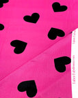 (4X2 YUMMY RIB) BLACK HEARTS ON HOT PINK