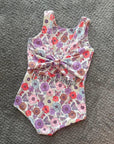 (SWIM) BUTTERFLIES AND FLOWERS ON OFF WHITE