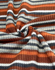 (SWEATER RIB) ORANGE, RUST, GRAY, AND OFF WHITE STRIPES