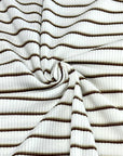 (COTTON RIB) BROWN STRIPES ON OFF WHITE
