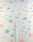 (FRENCH TERRY) BLUE AND PEACH STARS ON VINTAGE CREAM