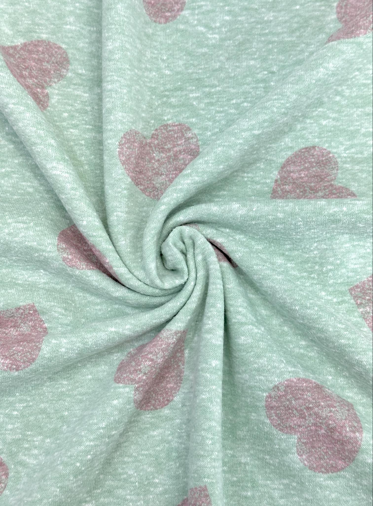 (FRENCH TERRY) VINTAGE HEARTS ON 2-TONE LIGHT MINT (1)