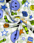 (YUMMY RIB) BLUE HAPPY FACES AND SKATEBOARDS ON CHECKERED WAVE (1)
