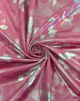 (SPANDEX) SILVER FOIL ON HOT PINK