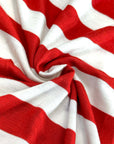 (JERSEY STRETCH) RED AND OFF WHITE THICK STRIPES