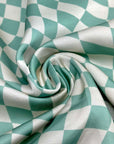 (SATIN) SAGE AND CREAM CHECKERED WAVE PATTERN
