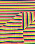(COTTON RIB) NEON YELLOW, BLUE, PINK, ORANGE, AND OFF WHITE STRIPES