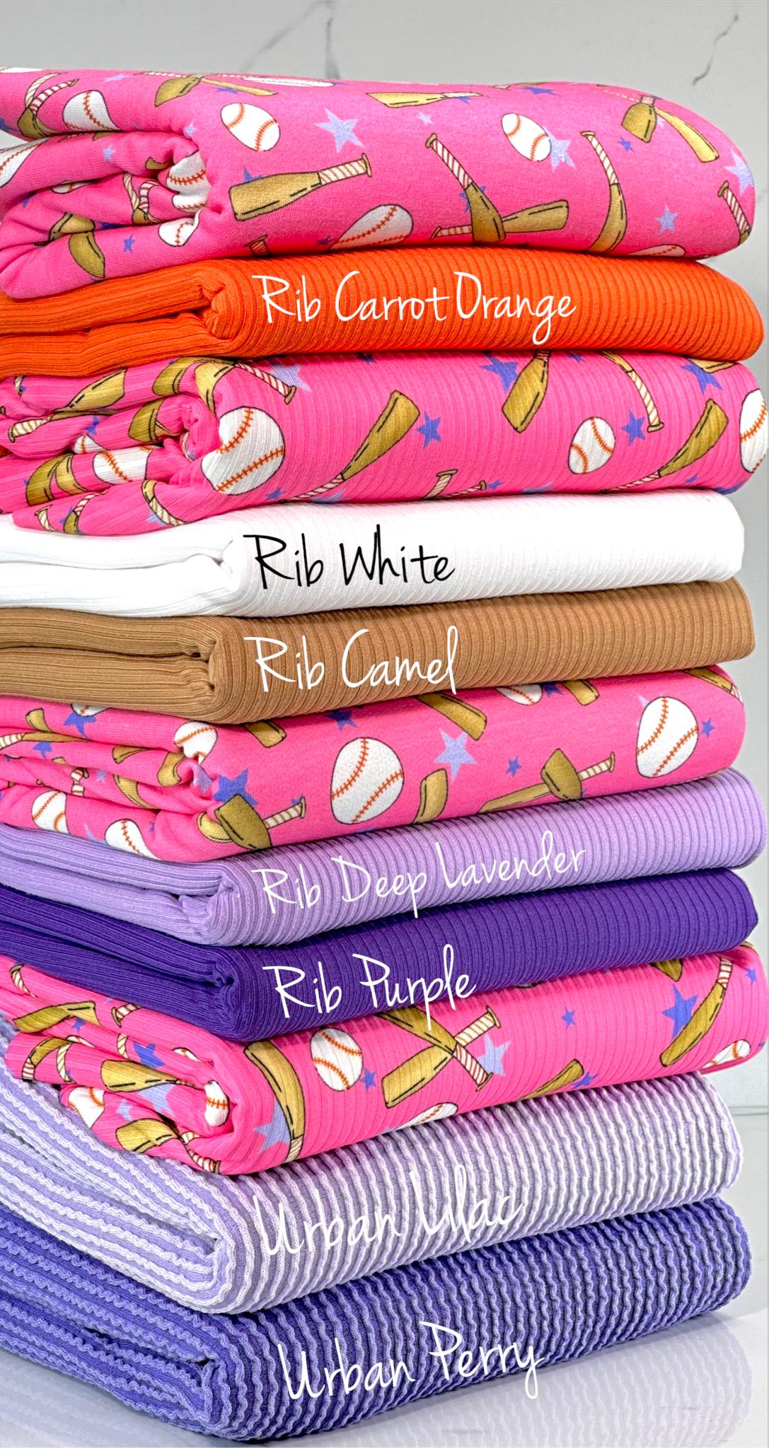 (FRENCH TERRY) BASEBALLS AND BATS ON PINK (3)