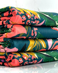 (NYLON RIB) FLORAL PATTERN ON DEEP TEAL