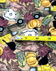 (SWEATER KNIT/OAKLEY) SMALL HAY TRUCKS, SCARECROWS & BLACK CROWS ON COFFEE