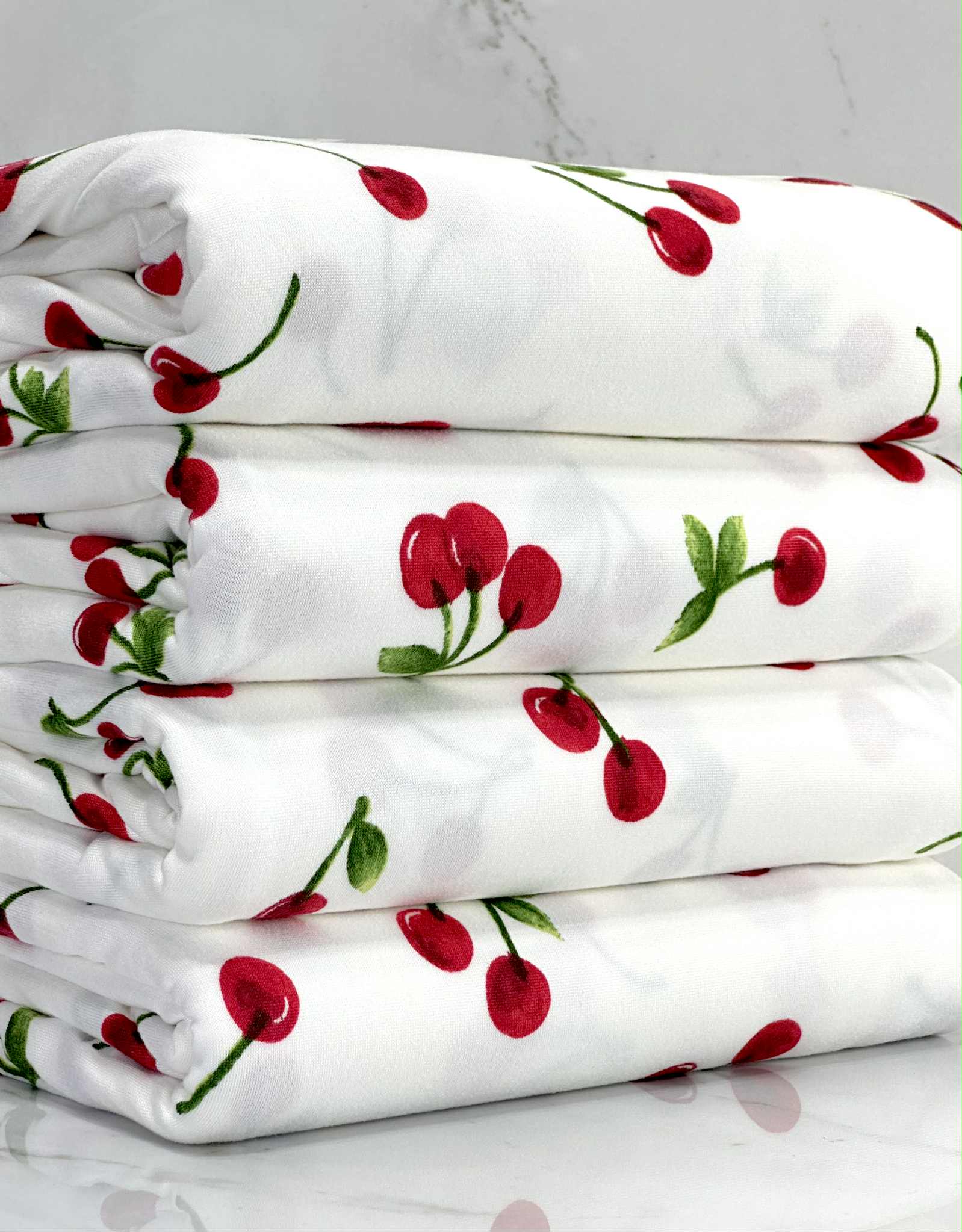 (DBP) RED CHERRIES ON OFF WHITE