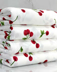 (DBP) RED CHERRIES ON OFF WHITE