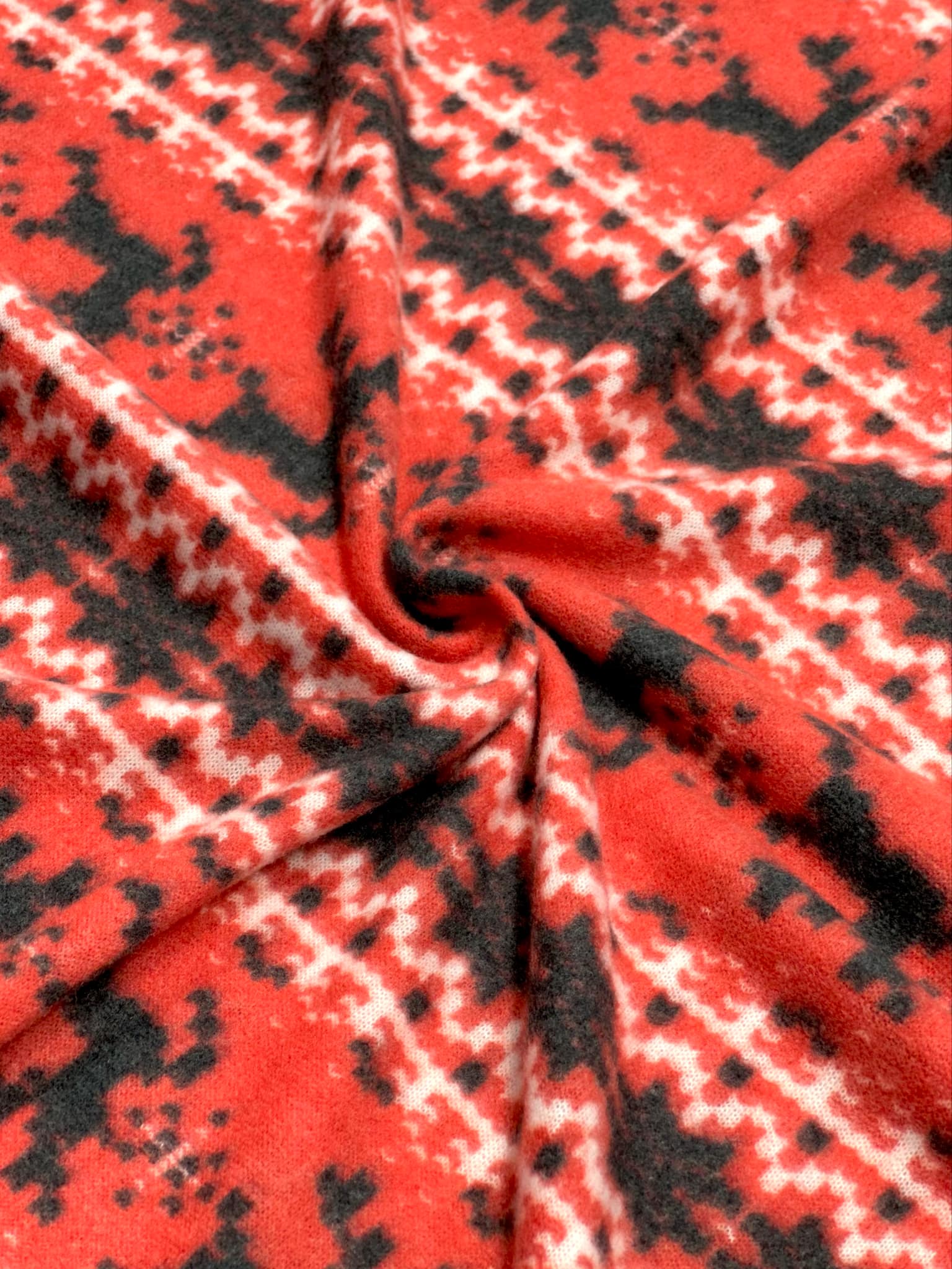 (BRUSHED SWEATER KNIT) BLACK REINDEERS ON RED