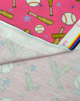 (FRENCH TERRY) BASEBALLS AND BATS ON PINK (3)