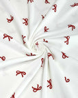 (2X2 RIB) TINY RED BOWS ON OFF WHITE
