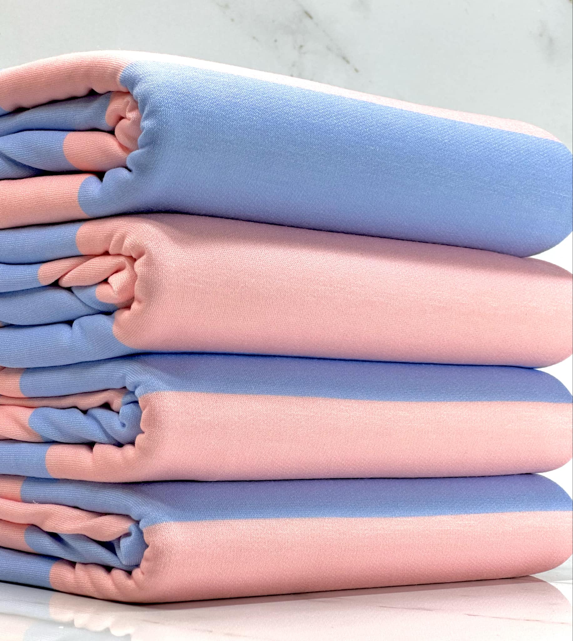 (FRENCH TERRY THIN) PINK AND BLUE STRIPES