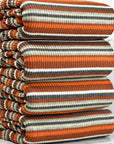 (SWEATER RIB) ORANGE, RUST, GRAY, AND OFF WHITE STRIPES